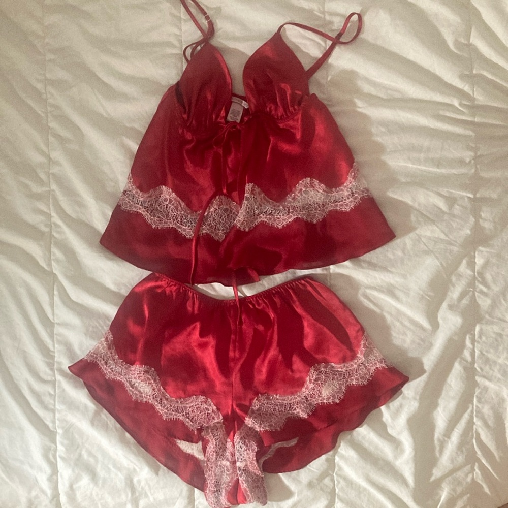 Victoria’s Secret Red Lace Trim Sleepwear Set
